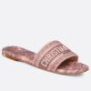 Replica Dior Dioriviera Dway Slides in Raffia and Pink Embroidered Cotton 12