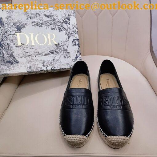 Replica Dior Granville Espadrilles In Black Embossed Lambskin 10