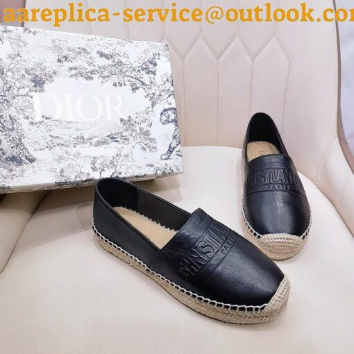 Replica Dior Granville Espadrilles In Black Embossed Lambskin 11