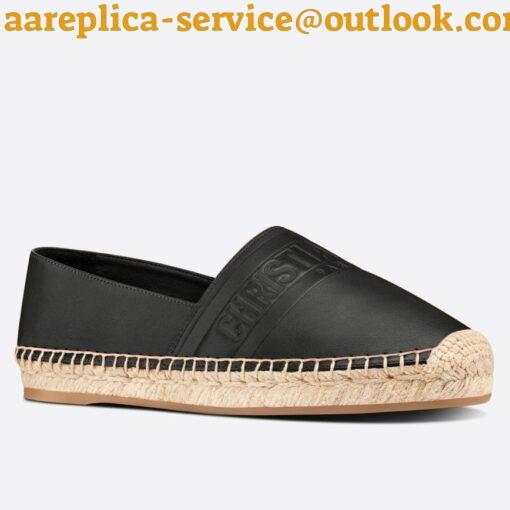 Replica Dior Granville Espadrilles In Black Embossed Lambskin 12