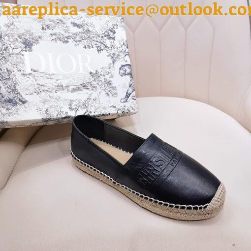 Replica Dior Granville Espadrilles In Black Embossed Lambskin 13