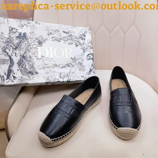 Replica Dior Granville Espadrilles In Black Embossed Lambskin 14