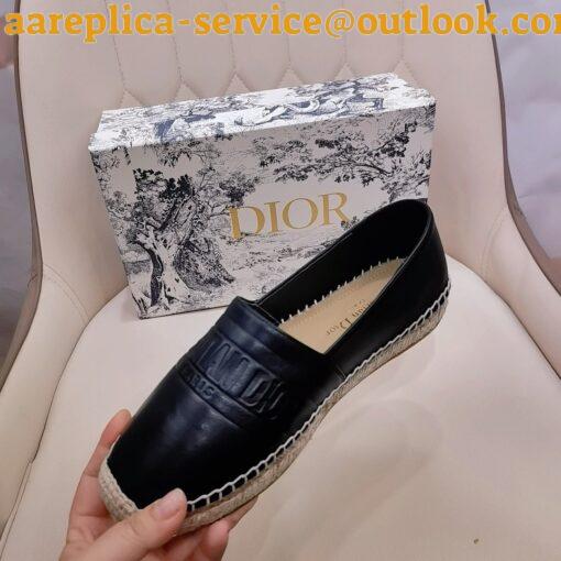 Replica Dior Granville Espadrilles In Black Embossed Lambskin 16