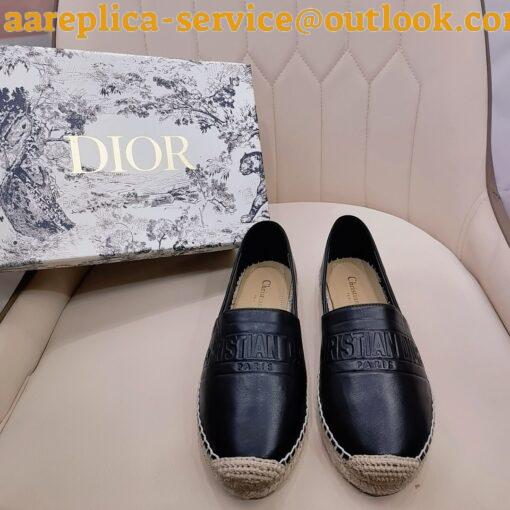 Replica Dior Granville Espadrilles In Black Embossed Lambskin 17