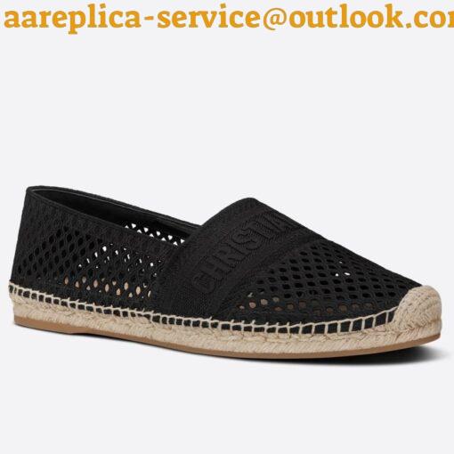 Replica Dior Granville Espadrilles In Black Mesh Embroidery 11