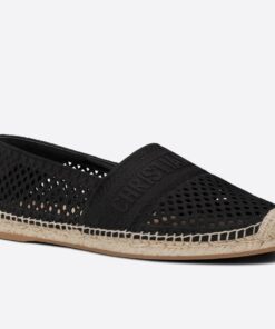 Replica Dior Granville Espadrilles In Black Mesh Embroidery 2