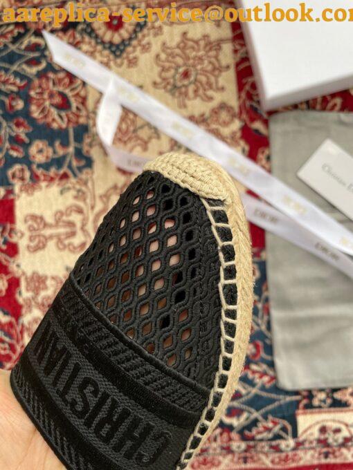 Replica Dior Granville Espadrilles In Black Mesh Embroidery 12