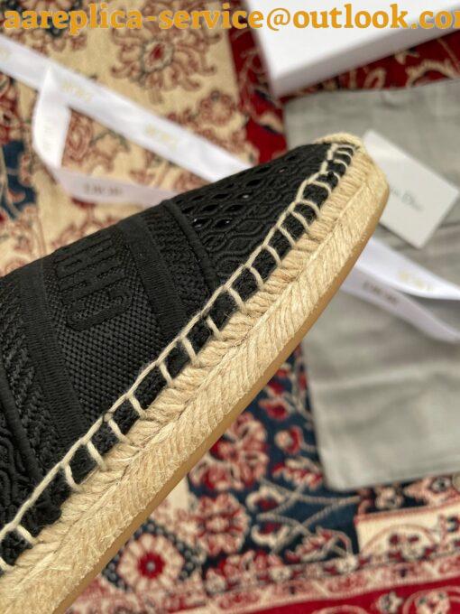 Replica Dior Granville Espadrilles In Black Mesh Embroidery 13