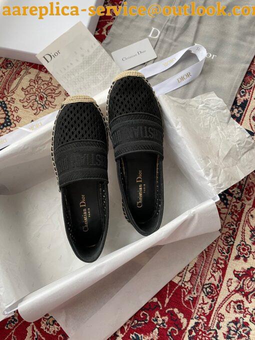 Replica Dior Granville Espadrilles In Black Mesh Embroidery 14