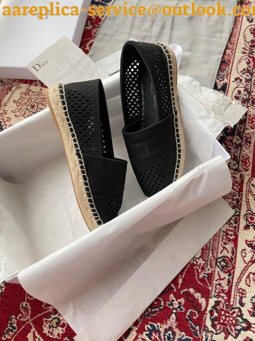 Replica Dior Granville Espadrilles In Black Mesh Embroidery 15