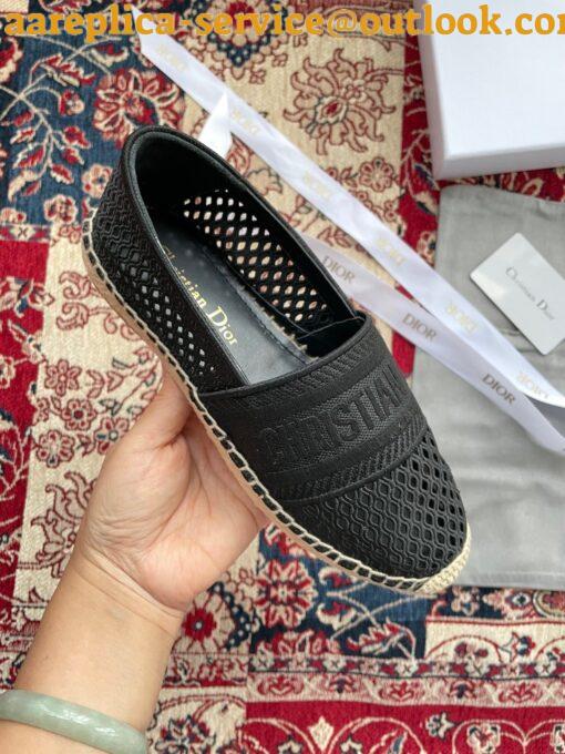 Replica Dior Granville Espadrilles In Black Mesh Embroidery 18