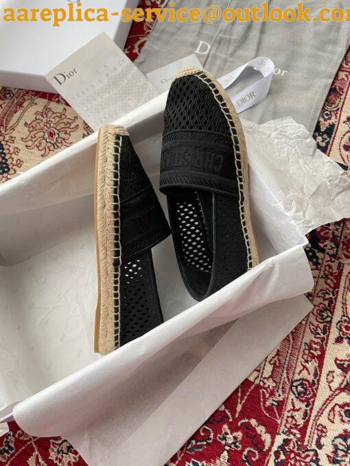 Replica Dior Granville Espadrilles In Black Mesh Embroidery 19