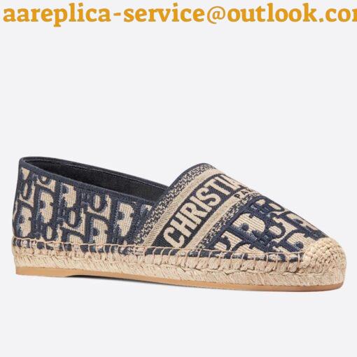 Replica Dior Granville Espadrilles In Blue Oblique Embroidered Cotton 10