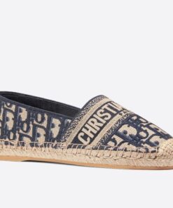 Replica Dior Granville Espadrilles In Blue Oblique Embroidered Cotton 2