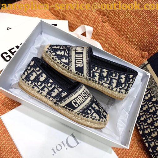 Replica Dior Granville Espadrilles In Blue Oblique Embroidered Cotton 12