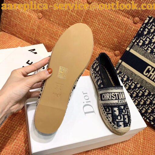 Replica Dior Granville Espadrilles In Blue Oblique Embroidered Cotton 16