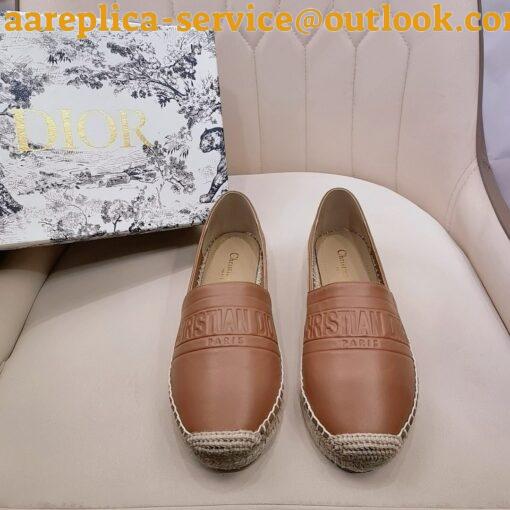 Replica Dior Granville Espadrilles In Brown Embossed Lambskin 12