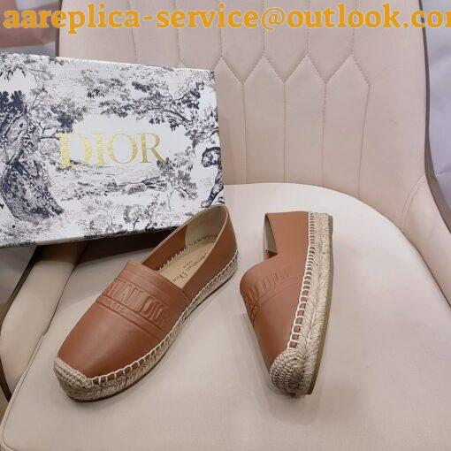 Replica Dior Granville Espadrilles In Brown Embossed Lambskin 15