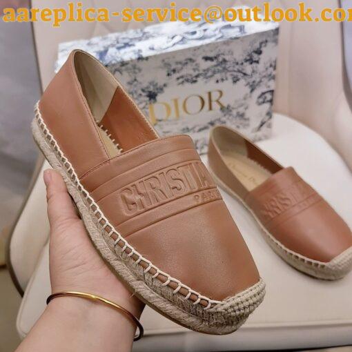 Replica Dior Granville Espadrilles In Brown Embossed Lambskin 17