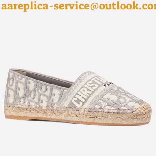 Replica Dior Granville Espadrilles In Grey Oblique Embroidered Cotton 11