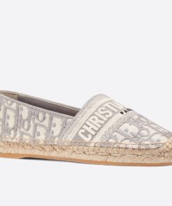 Replica Dior Granville Espadrilles In Grey Oblique Embroidered Cotton 2