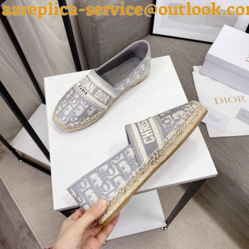 Replica Dior Granville Espadrilles In Grey Oblique Embroidered Cotton 12