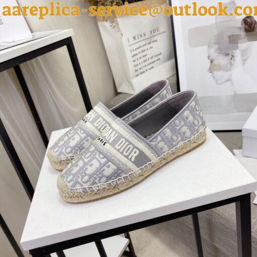 Replica Dior Granville Espadrilles In Grey Oblique Embroidered Cotton 13