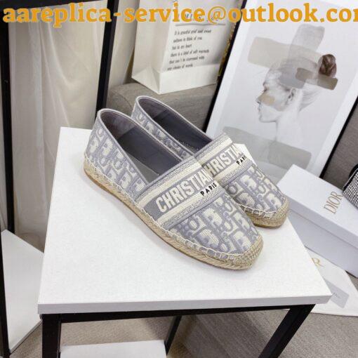 Replica Dior Granville Espadrilles In Grey Oblique Embroidered Cotton 14