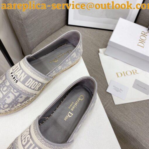 Replica Dior Granville Espadrilles In Grey Oblique Embroidered Cotton 15