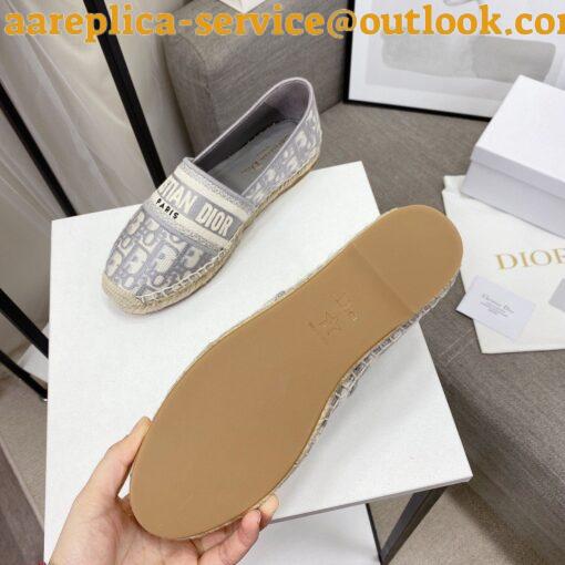 Replica Dior Granville Espadrilles In Grey Oblique Embroidered Cotton 16