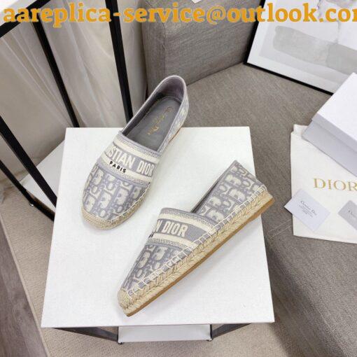 Replica Dior Granville Espadrilles In Grey Oblique Embroidered Cotton 17