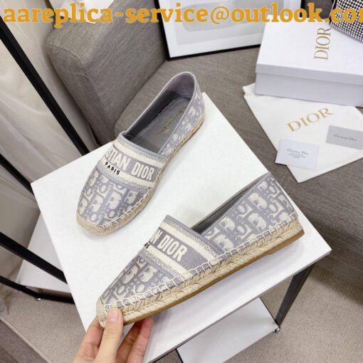 Replica Dior Granville Espadrilles In Grey Oblique Embroidered Cotton 18