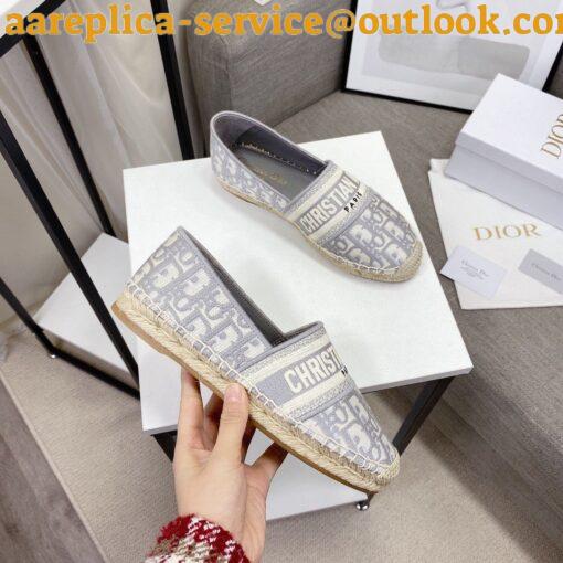 Replica Dior Granville Espadrilles In Grey Oblique Embroidered Cotton 19