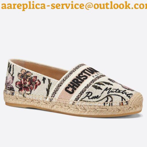 Replica Dior Granville Espadrilles In Rosa Mutabilis Embroidered Cotton 10