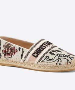 Replica Dior Granville Espadrilles In Rosa Mutabilis Embroidered Cotton 2