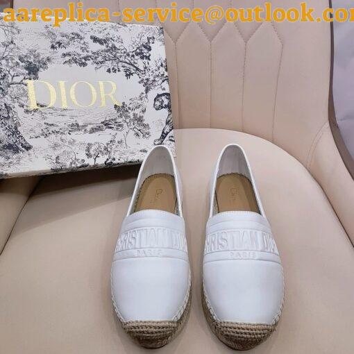 Replica Dior Granville Espadrilles In White Embossed Lambskin 11