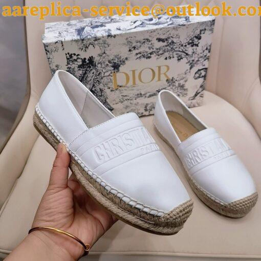 Replica Dior Granville Espadrilles In White Embossed Lambskin 13