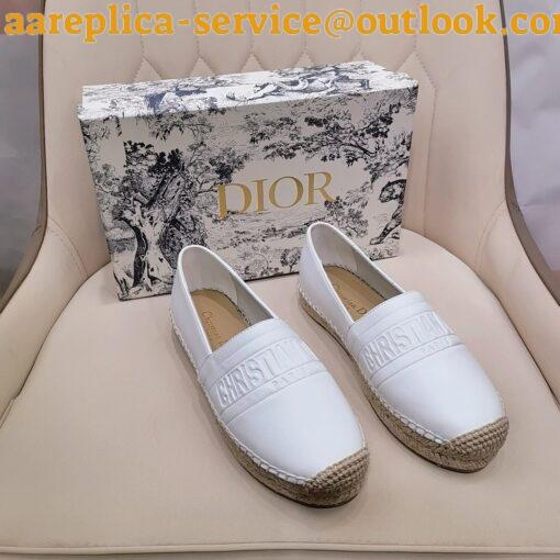 Replica Dior Granville Espadrilles In White Embossed Lambskin 15