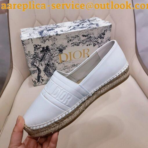 Replica Dior Granville Espadrilles In White Embossed Lambskin 17