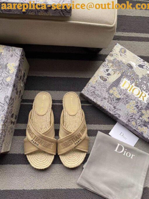 Replica Dior Granville Espadrilles Sandals In Beige Embroidered Cotton 12