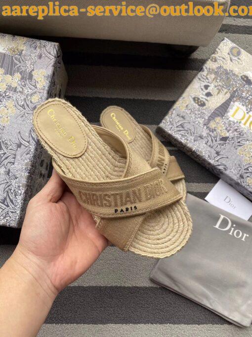 Replica Dior Granville Espadrilles Sandals In Beige Embroidered Cotton 13