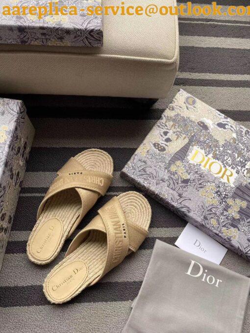 Replica Dior Granville Espadrilles Sandals In Beige Embroidered Cotton 14