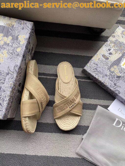 Replica Dior Granville Espadrilles Sandals In Beige Embroidered Cotton 16