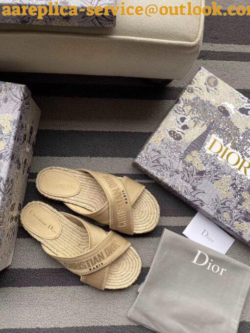 Replica Dior Granville Espadrilles Sandals In Beige Embroidered Cotton 17