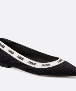 Replica Dior J’Adior Embroidered Ballet Flats In Black Technical Canvas 2