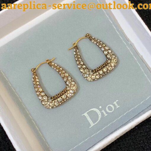 Replica Dior J’Adior Hoop Earrings In Antique Gold Metal and Crystals 3