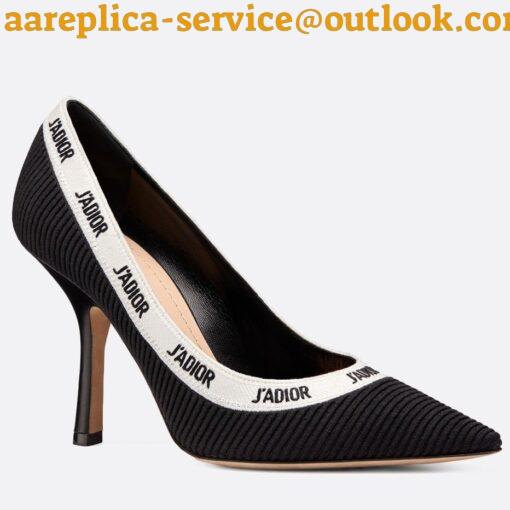 Replica Dior J’Adior Pumps 100mm In Black Technical Fabric