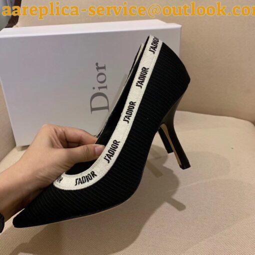 Replica Dior J’Adior Pumps 100mm In Black Technical Fabric 4