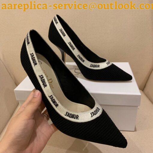 Replica Dior J’Adior Pumps 100mm In Black Technical Fabric 6