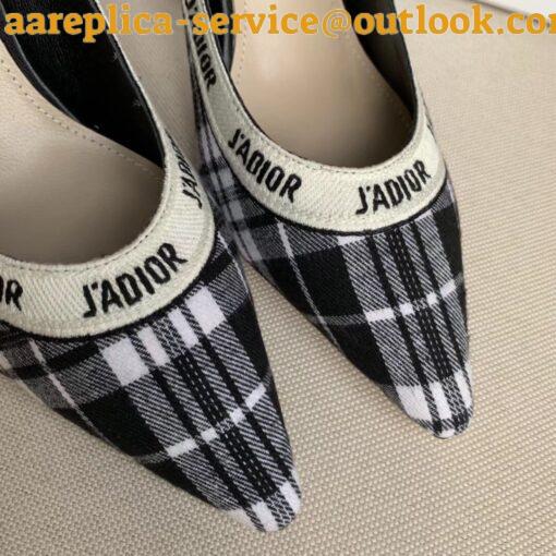 Replica Dior J’Adior Pumps 100mm In Black and White Tartan Fabric 8